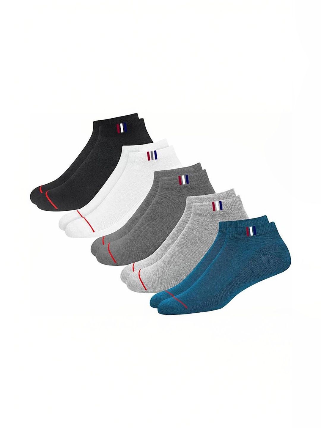Akeeta Men Pack of 10 Cotton Assorted Colourblocked Ankle Length Socks