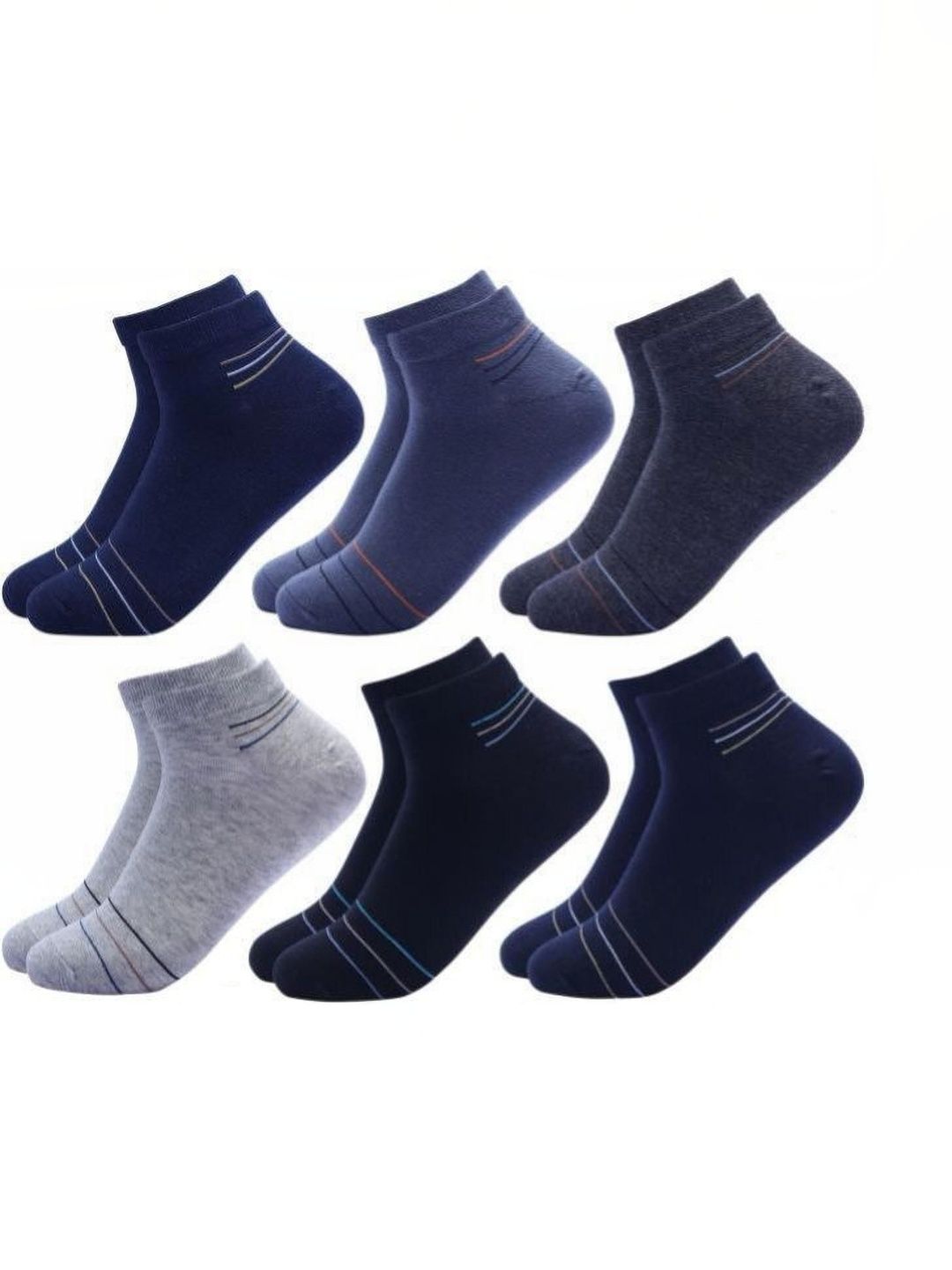 Akeeta Men Pack of 6 Cotton Assorted Striped Ankle Length Socks