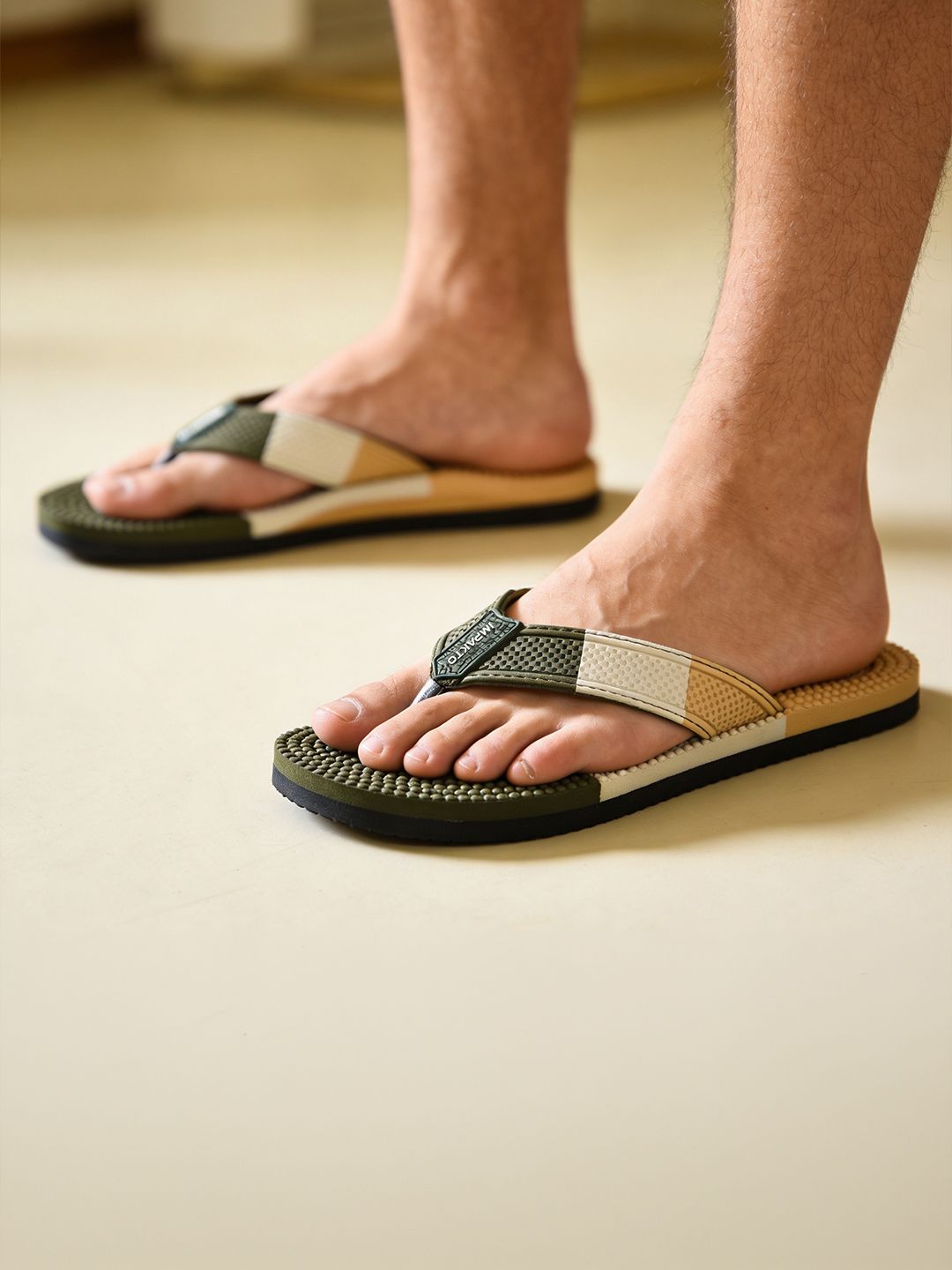 IMPAKTO Men Orthopedic Acupressure Flip Flop With Foot Massage Textured Cushion Footbed