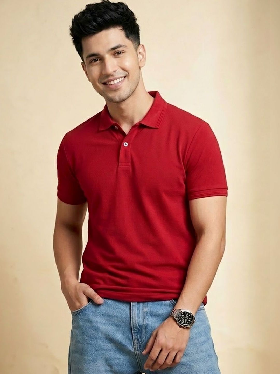 Mast & Harbour Men Polo Collar T-shirt
