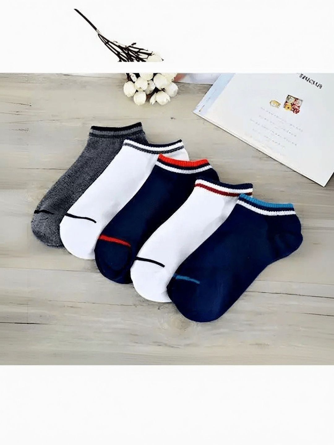 akeet trend Men Pack of 5 Cotton Assorted Colourblocked Shoe Liners Socks
