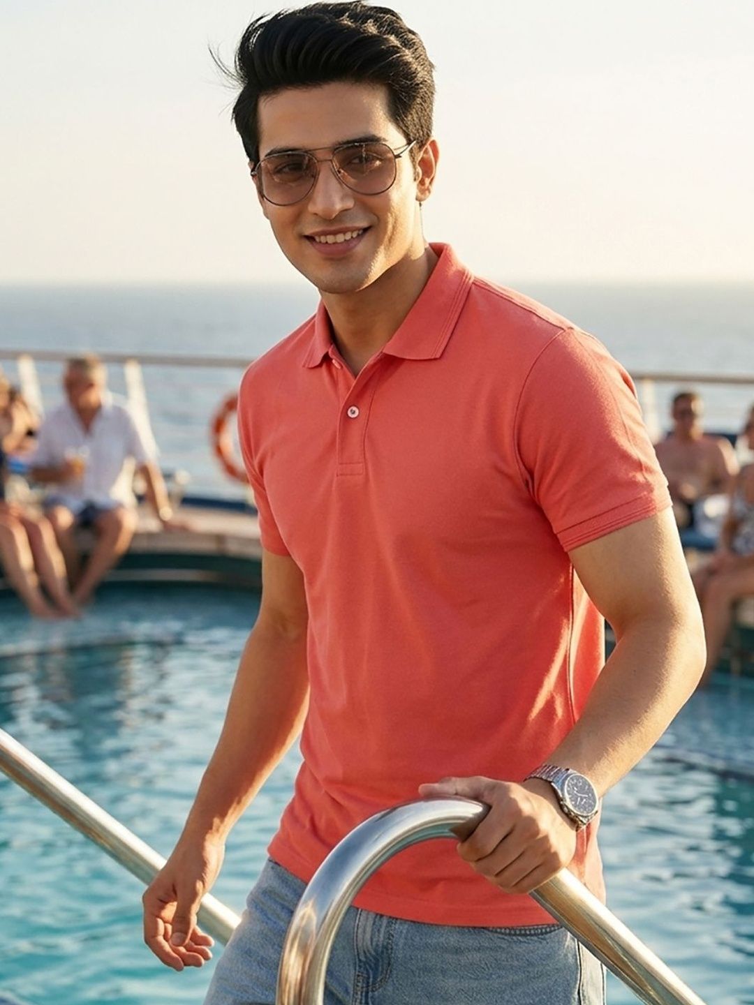 Mast & Harbour Men Polo Collar T-shirt