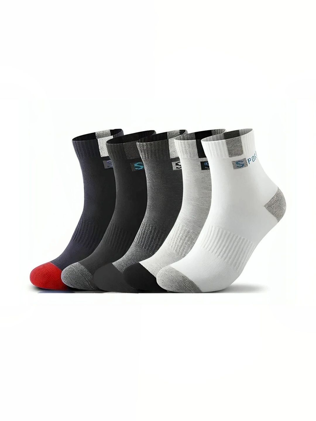 akeet trend Men Pack of 5 Cotton Assorted Colourblocked Ankle Length Socks