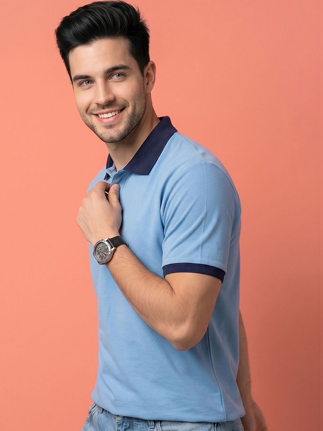 Mast & Harbour Men Colourblocked Polo Collar T-shirt
