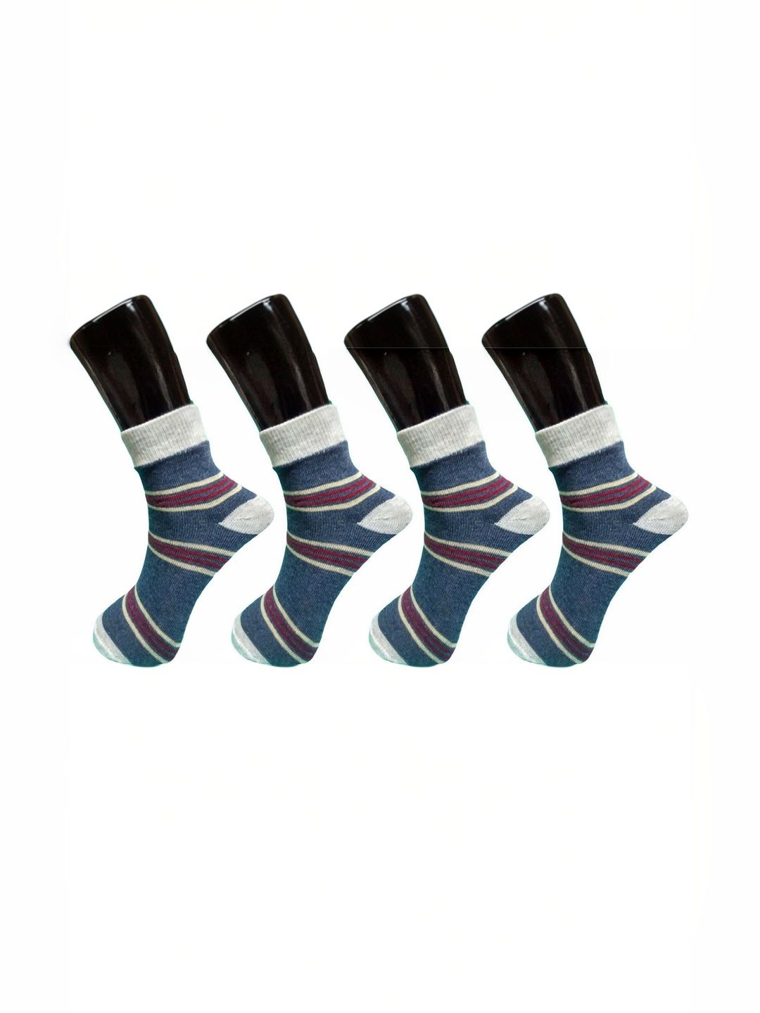 Akeeta Men Pack of 4 Cotton Assorted Striped Ankle Length Socks