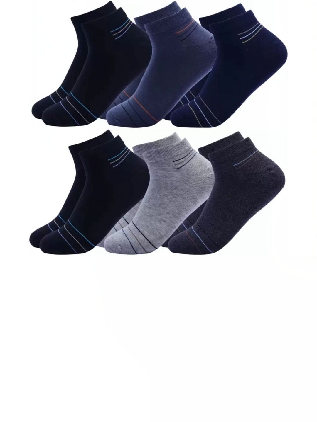 Akeeta Men Pack of 6 Cotton Assorted Striped Ankle Length Socks