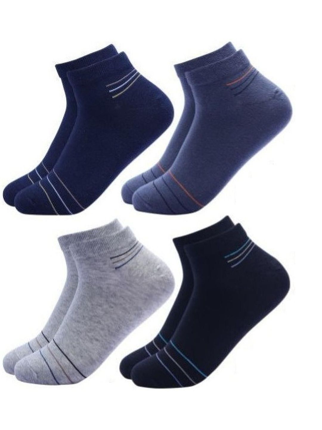 Akeeta Men Pack of 4 Cotton Assorted Striped Ankle Length Socks