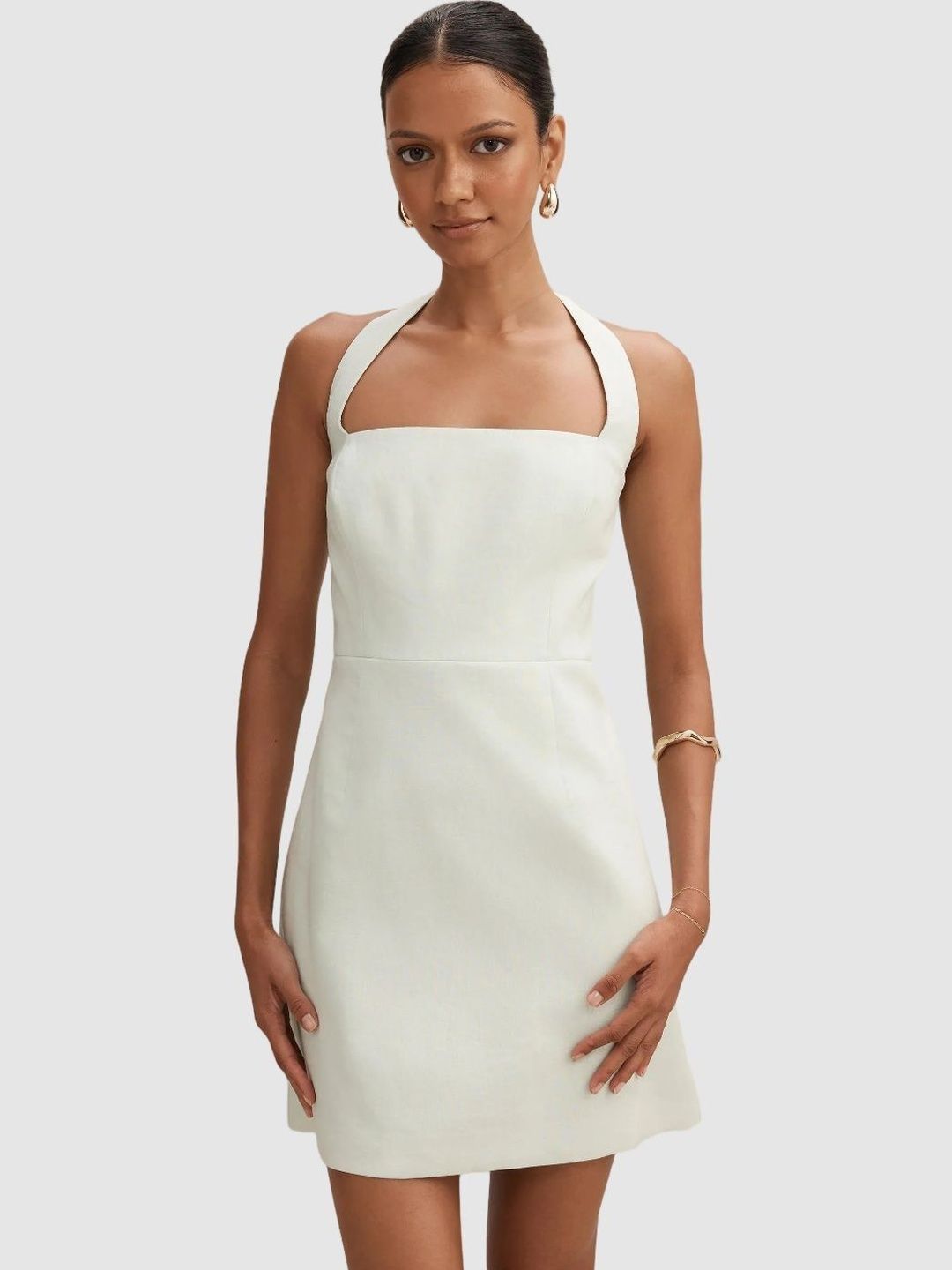 Forever New Forever New Halter Neck Linen A-Line Mini Dress