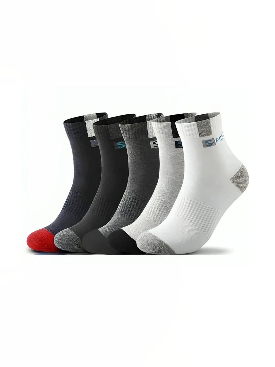 Akeeta Men Pack of 5 Cotton Assorted Colourblocked Ankle Length Socks