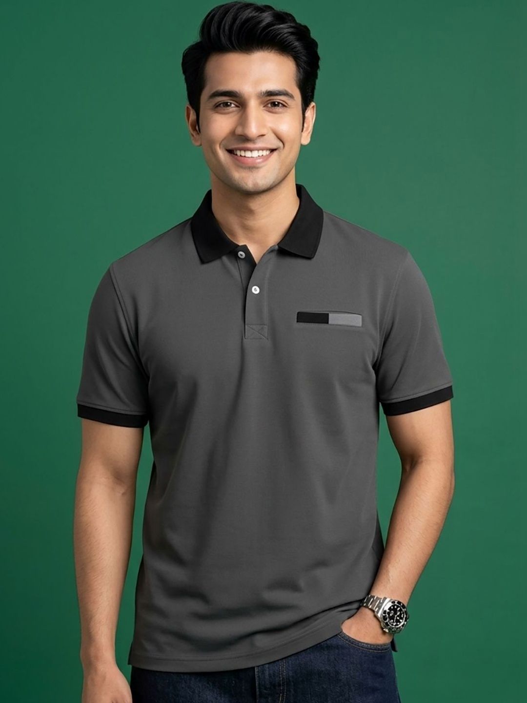 Mast & Harbour Men Polo Collar Pockets T-shirt