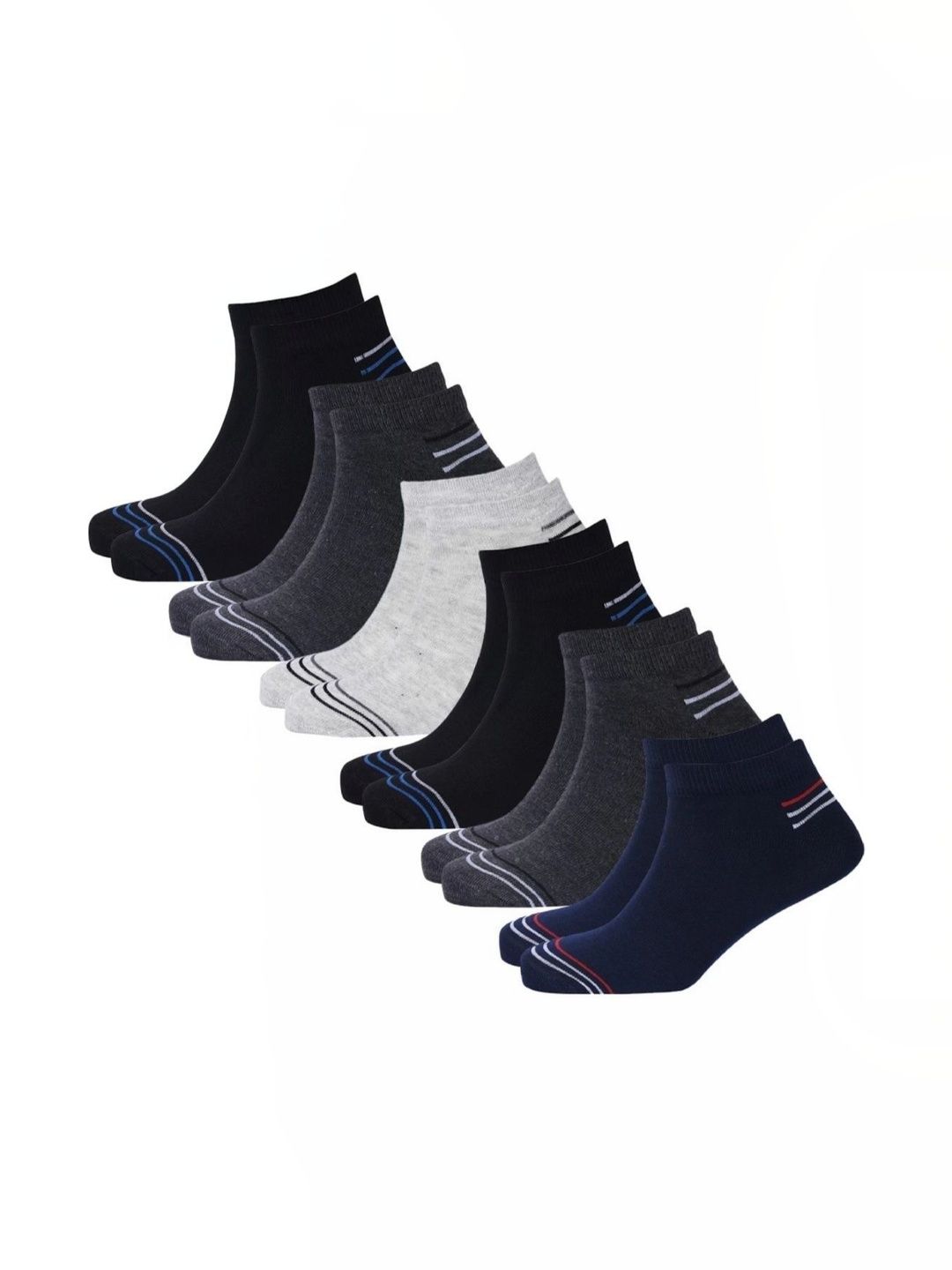 Akeeta Men Pack of 6 Cotton Assorted Colourblocked Ankle Length Socks