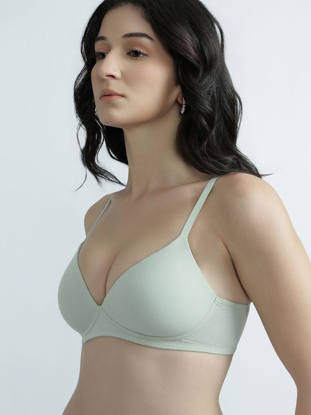 Marks & Spencer Solid Green Cotton Women Seamless Bra