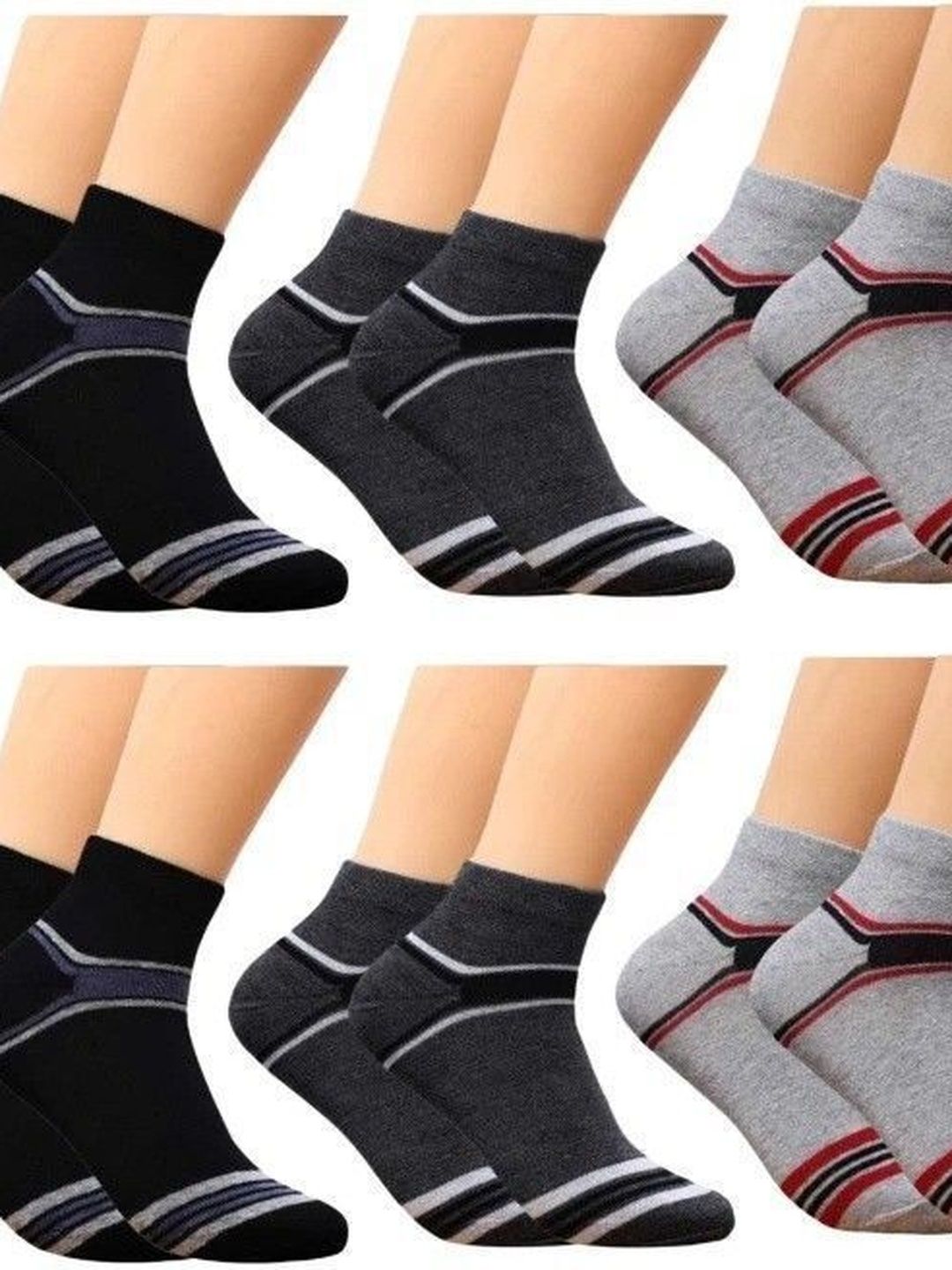 akeet trend Men Pack of 10 Cotton Assorted Striped Ankle Length Socks