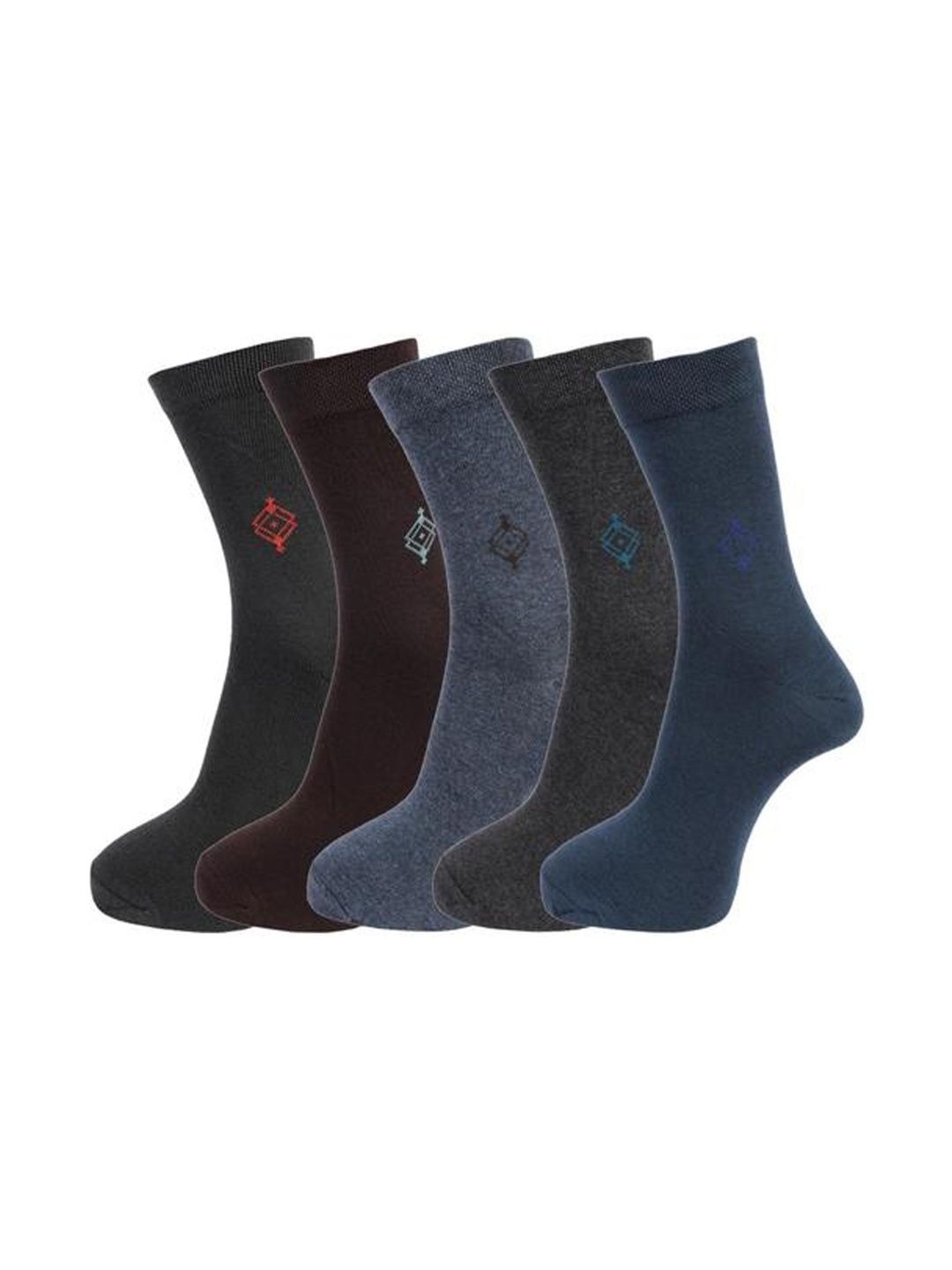 akeet trend Men Pack of 5 Cotton Assorted Patterned Calf Length Socks