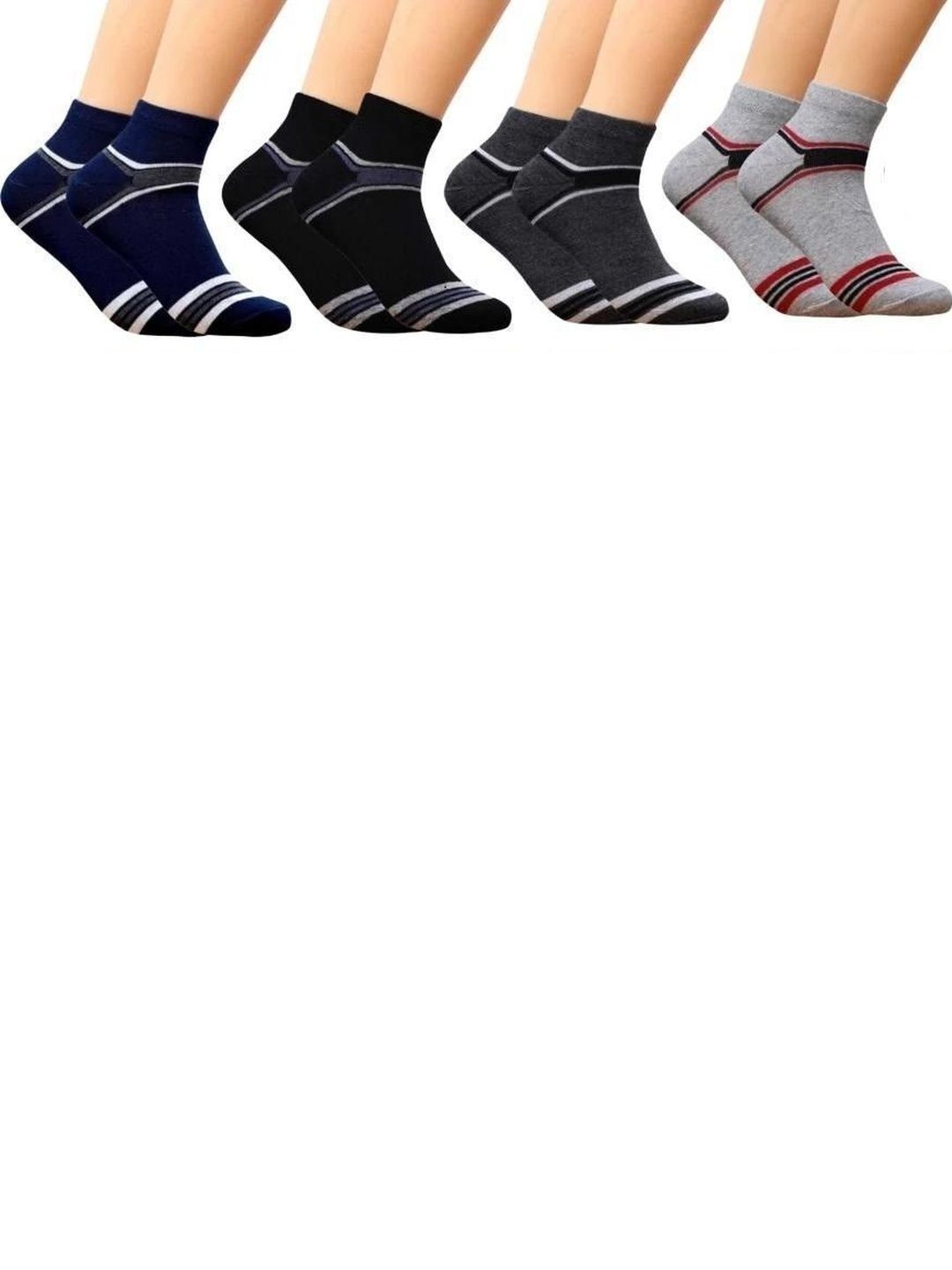 akeet trend Men Pack of 4 Cotton Assorted Striped Ankle Length Socks