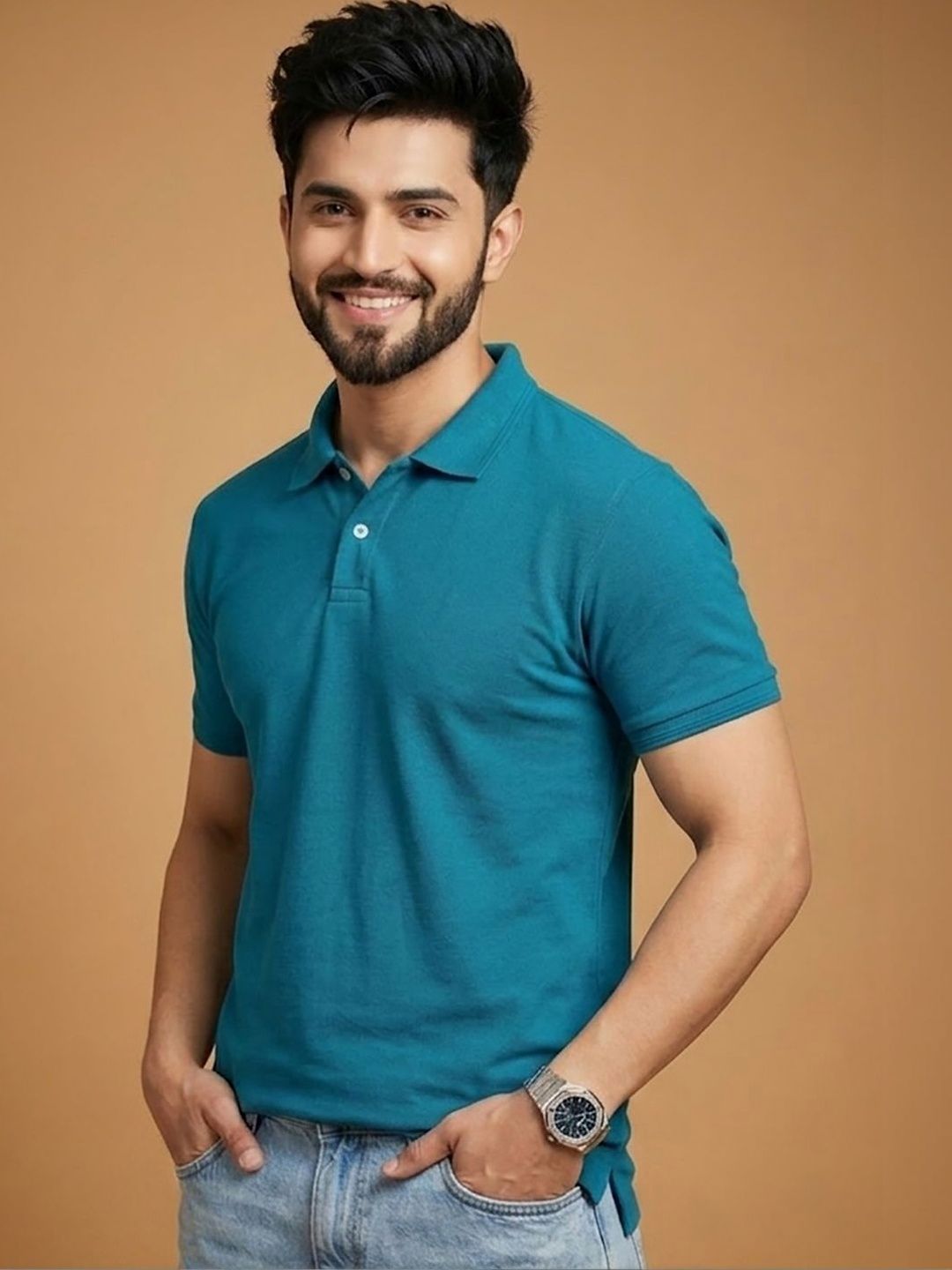 Mast & Harbour Men Polo Collar Regular Fit T-shirt