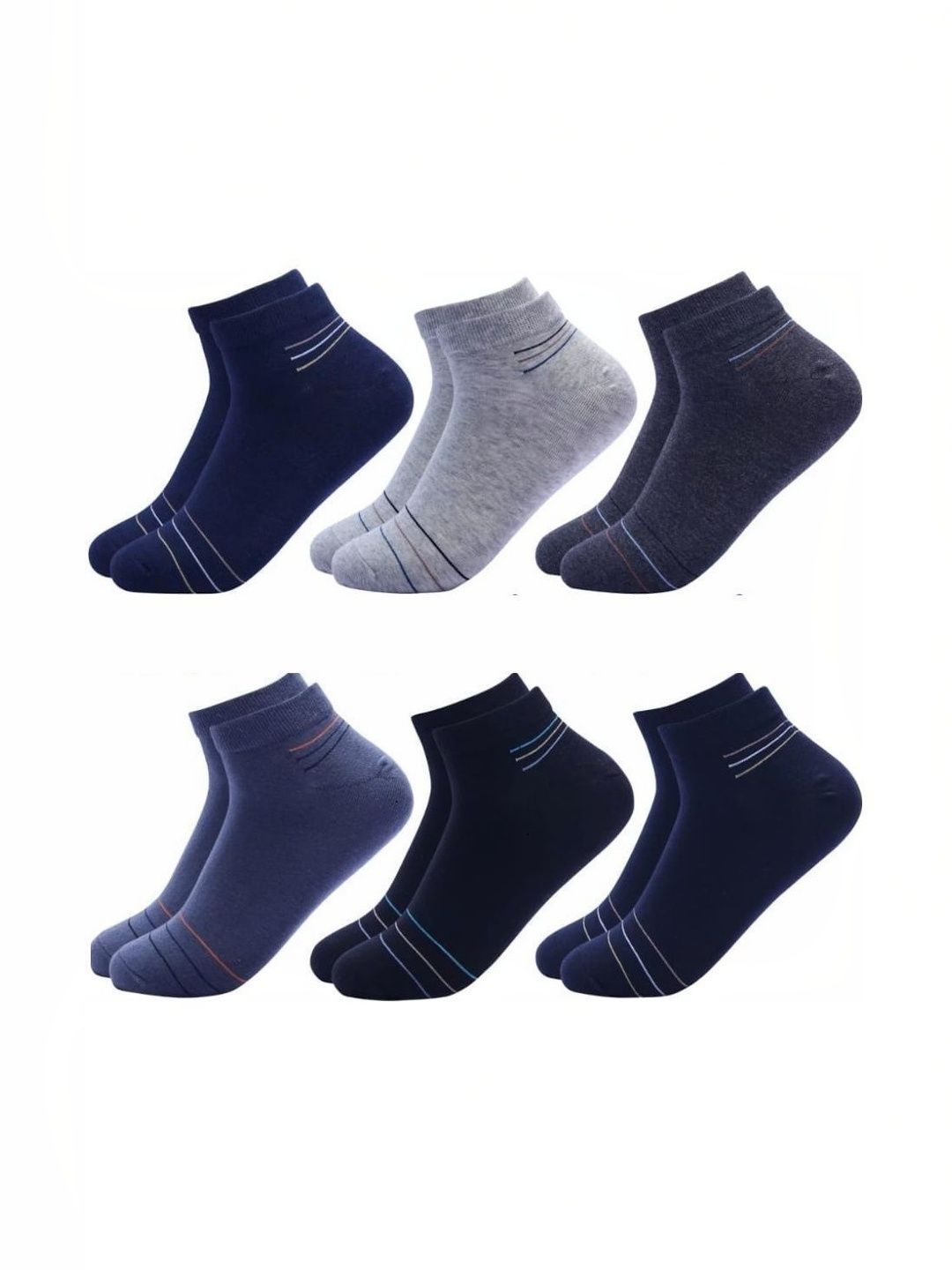Akeeta Men Pack of 6 Cotton Assorted Striped Ankle Length Socks