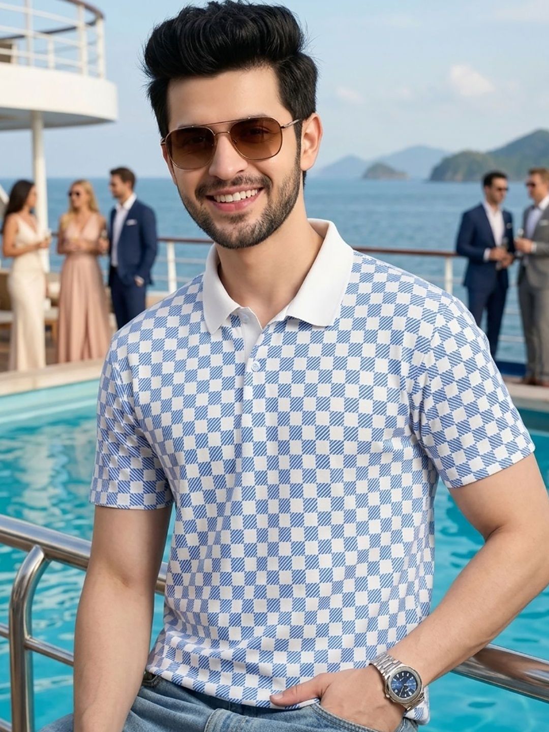 Kook N Keech Men Checked Polo Collar T-shirt