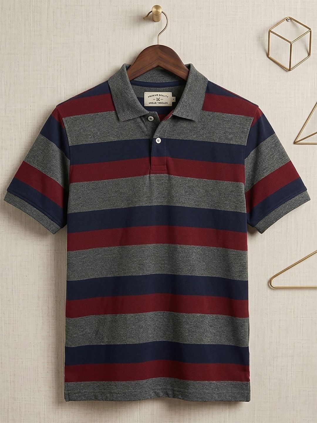 Mast & Harbour Men Striped Polo Collar T-shirt
