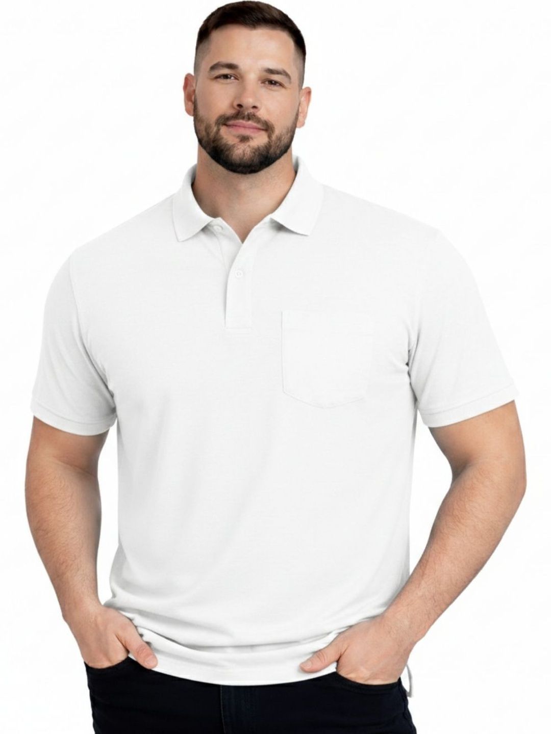 SMAN Men Plus Size Polo Collar T-shirt