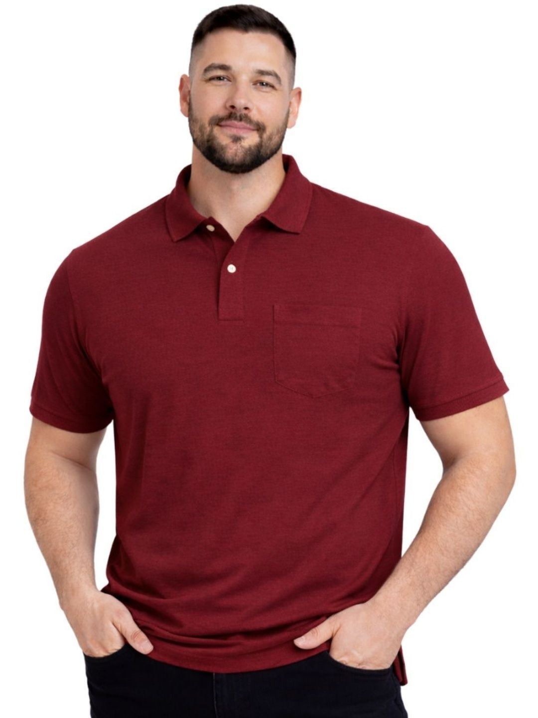 SMAN Men Polo Collar Pockets T-shirt