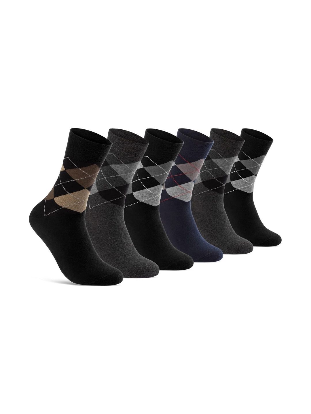 akeet trend Men Pack of 5 Cotton Assorted Patterned Calf Length Socks