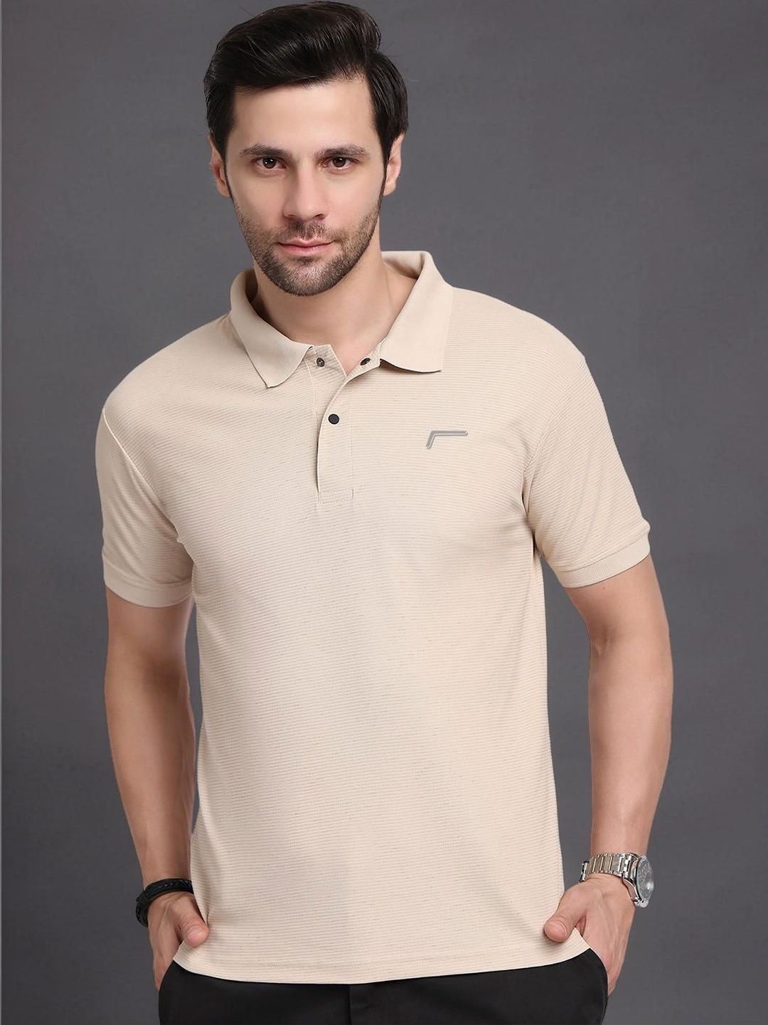 HERE&NOW Men Polo Collar T-shirt