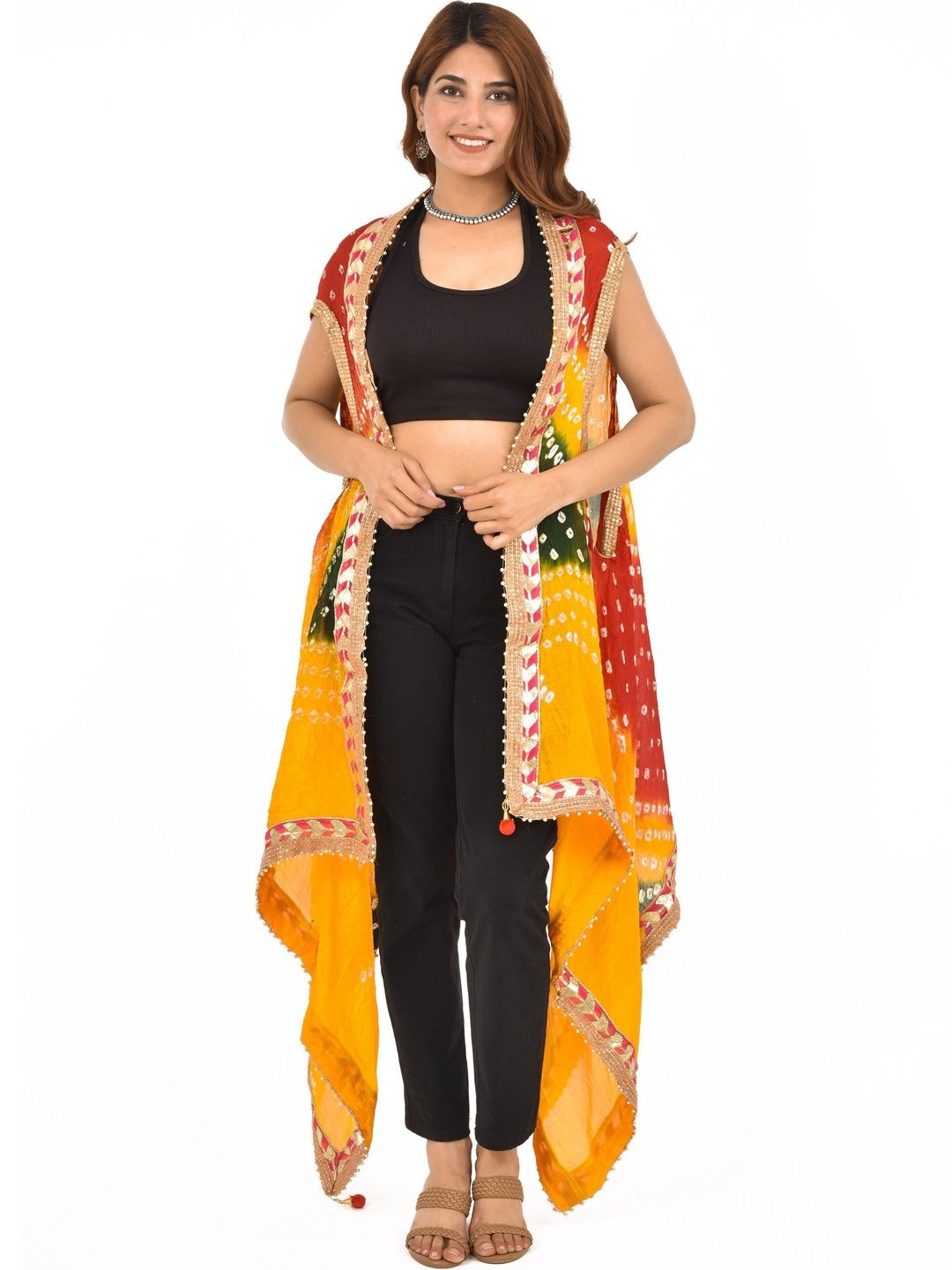 PK HUB Dyed Art Silk Dupatta with Zari
