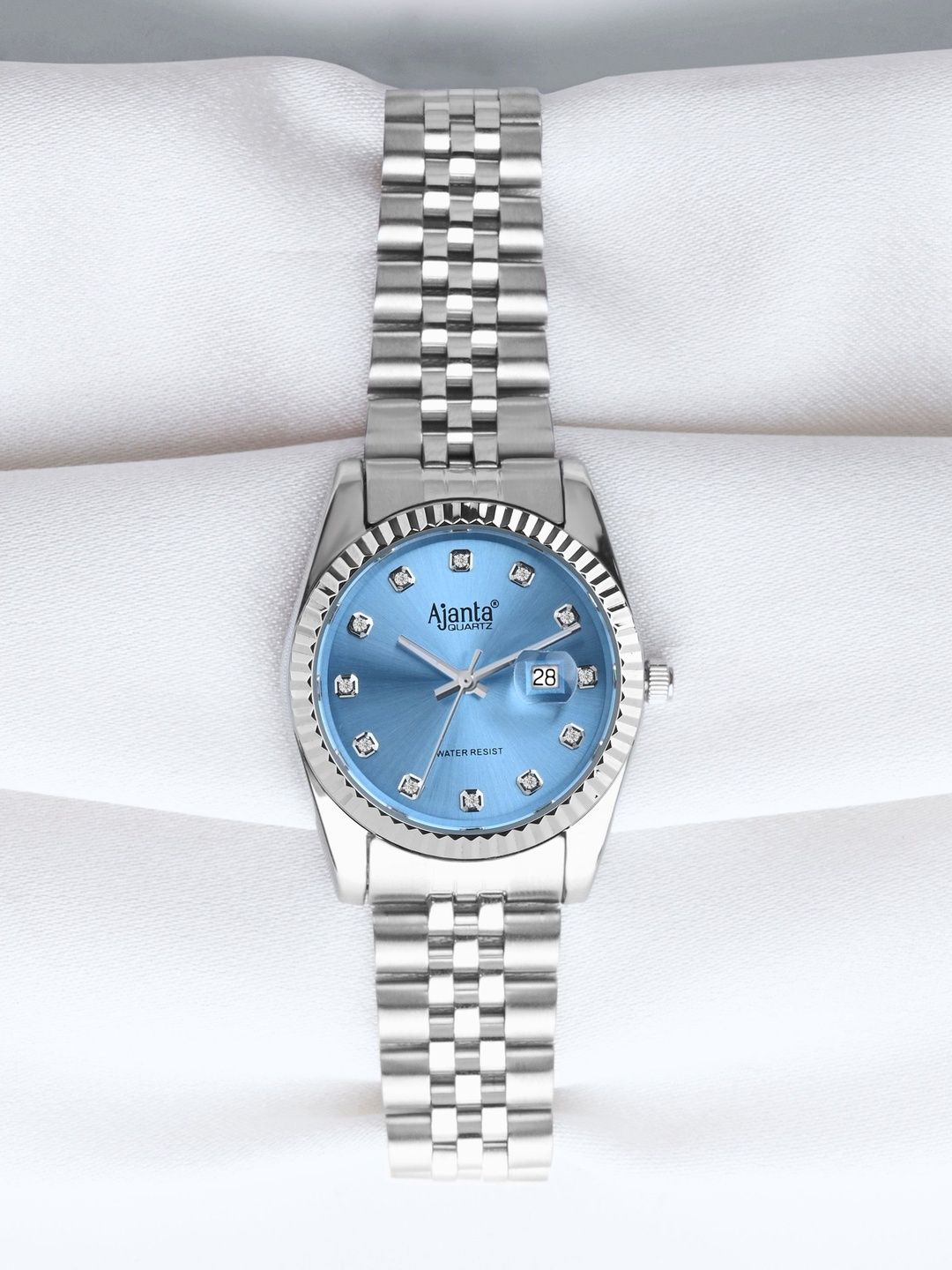 Ajanta Quartz Ajanta Quartz Women Embellished Dial & Stainless Steel Bracelet Style Straps Analogue Watch AWCEXL102L 1