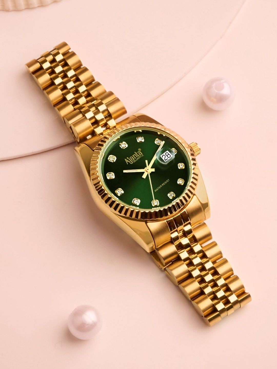 Ajanta Quartz Ajanta Quartz Women Embellished Dial & Stainless Steel Bracelet Style Straps Analogue Watch AWCEXL102L 2