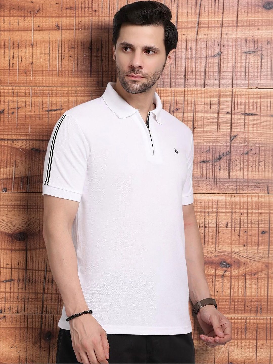 HERE&NOW Men Brand Logo Polo Collar T-shirt