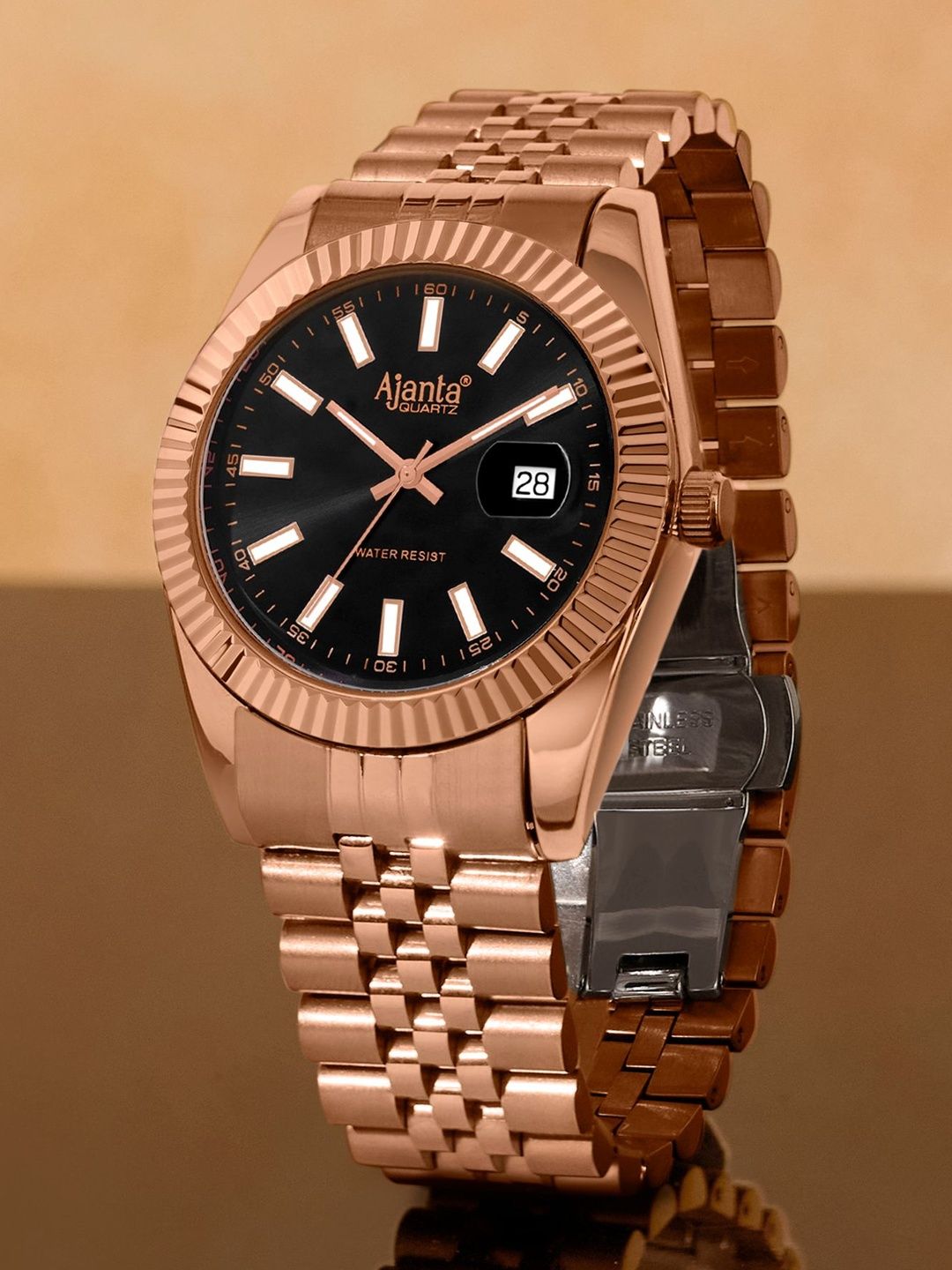 Ajanta Quartz Ajanta Quartz Men Dial & Stainless Steel Bracelet Style Straps Analogue Watch AWCEXL101G 4