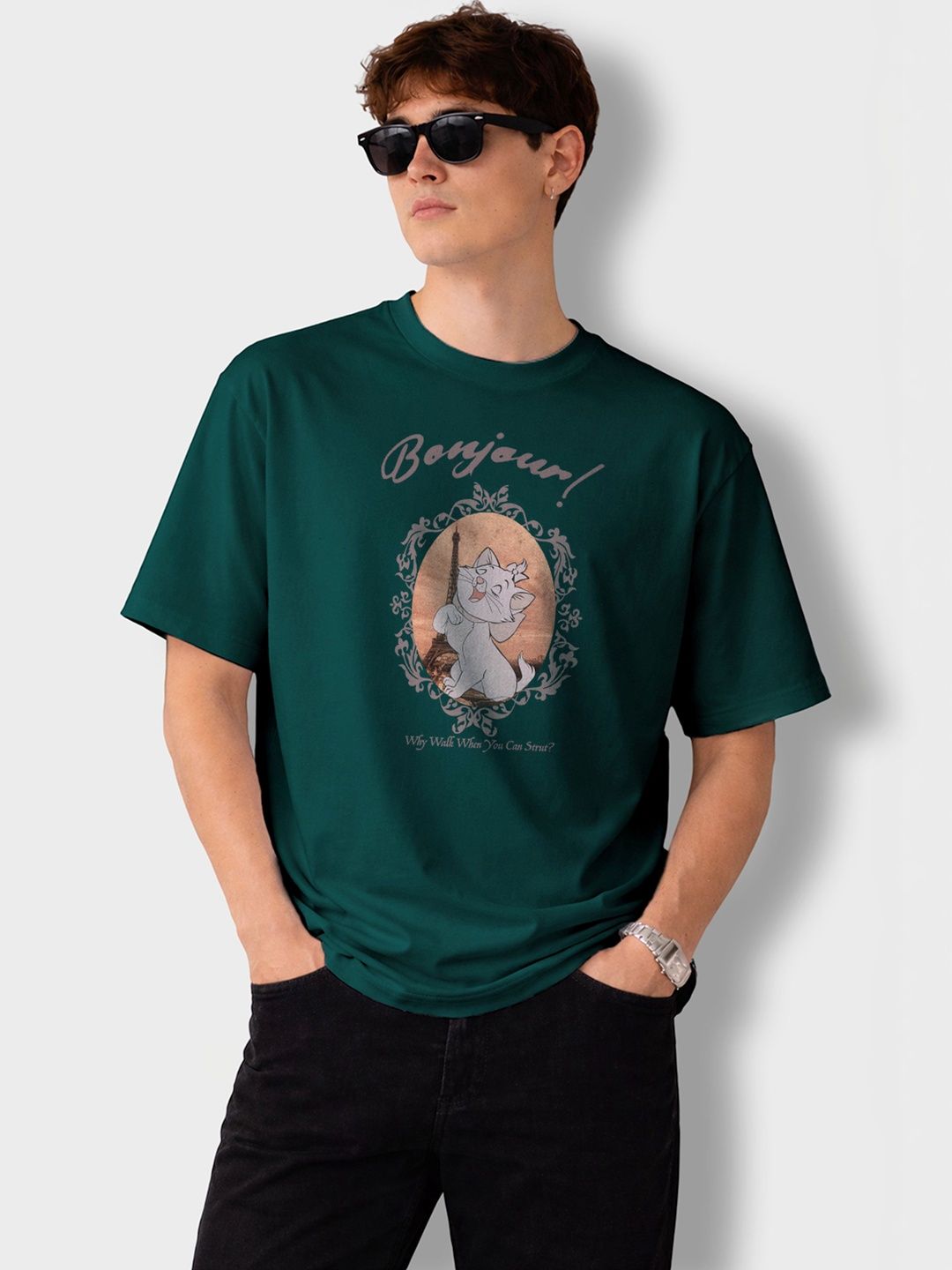 The Roadster Lifestyle Co Printed Organic Cotton Round Neck Oversized Tshirts
