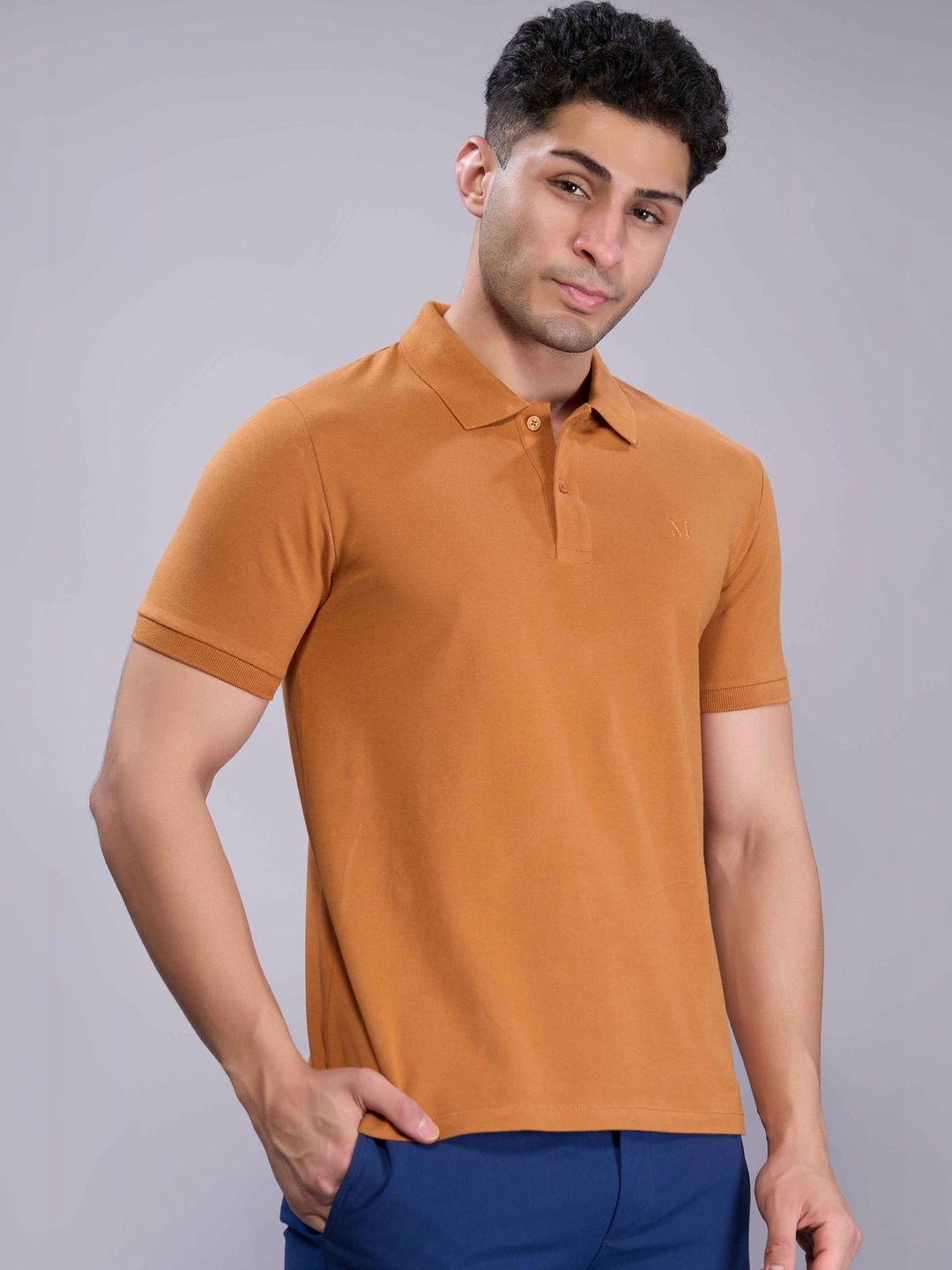 MAXZONE Men Brand Logo Polo Collar T-shirt