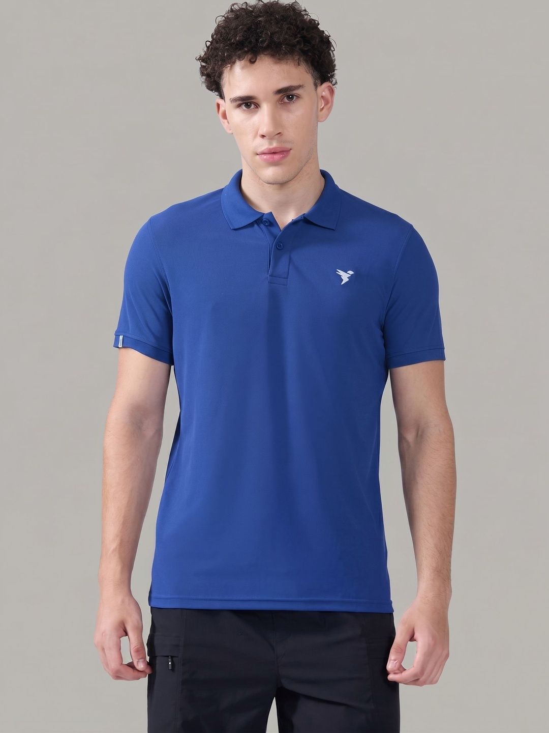 Technosport Men Brand Logo Polo Collar Slim Fit T-shirt