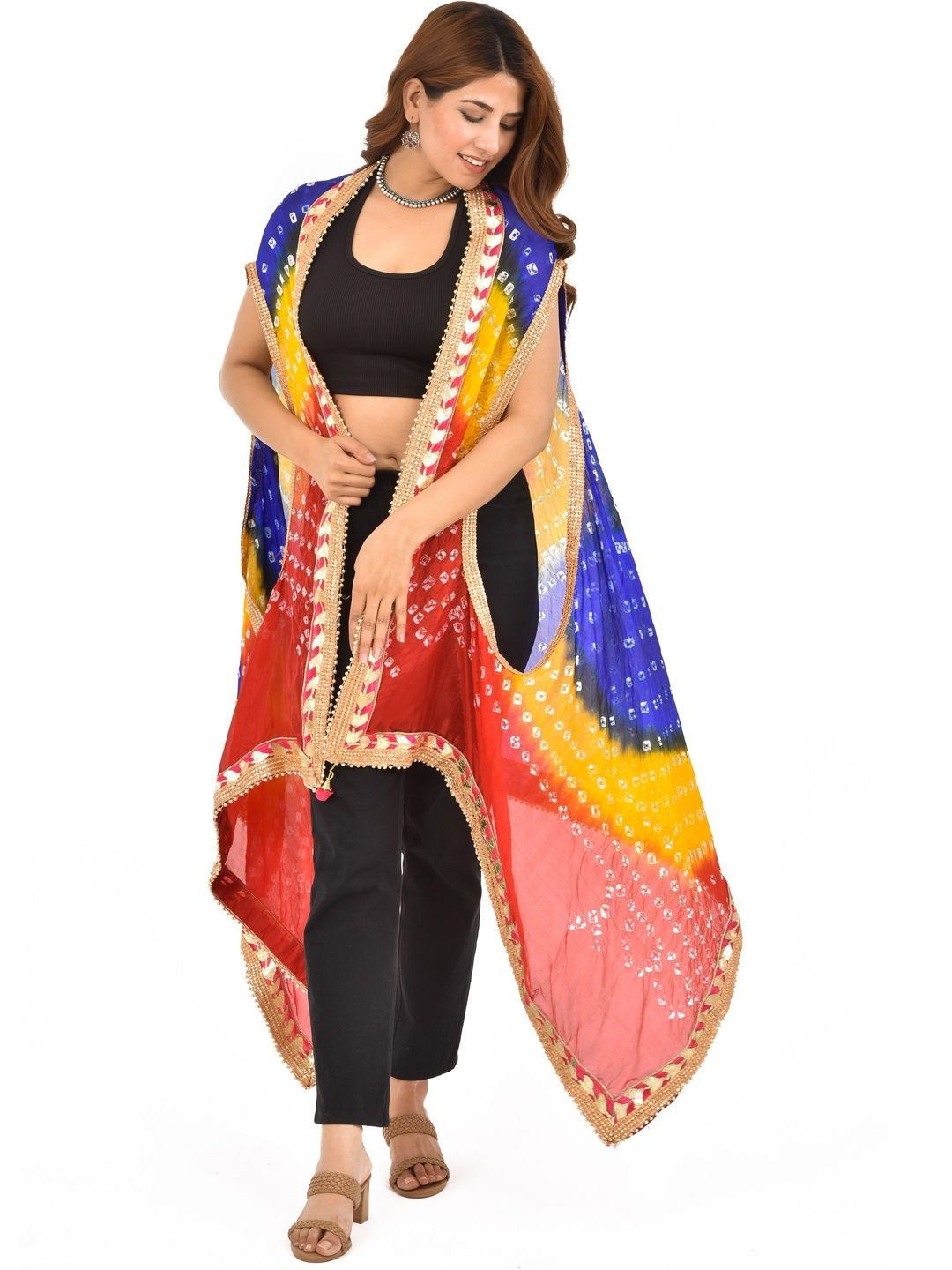 PK HUB Dyed Art Silk Dupatta with Zari