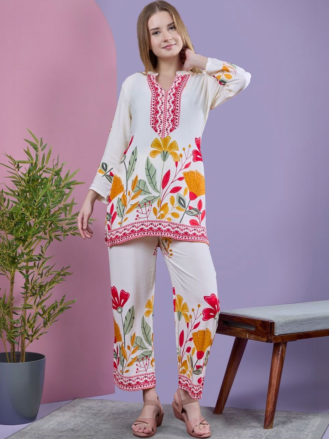 Veda fab Bohemian Printed Tunic with Trousers