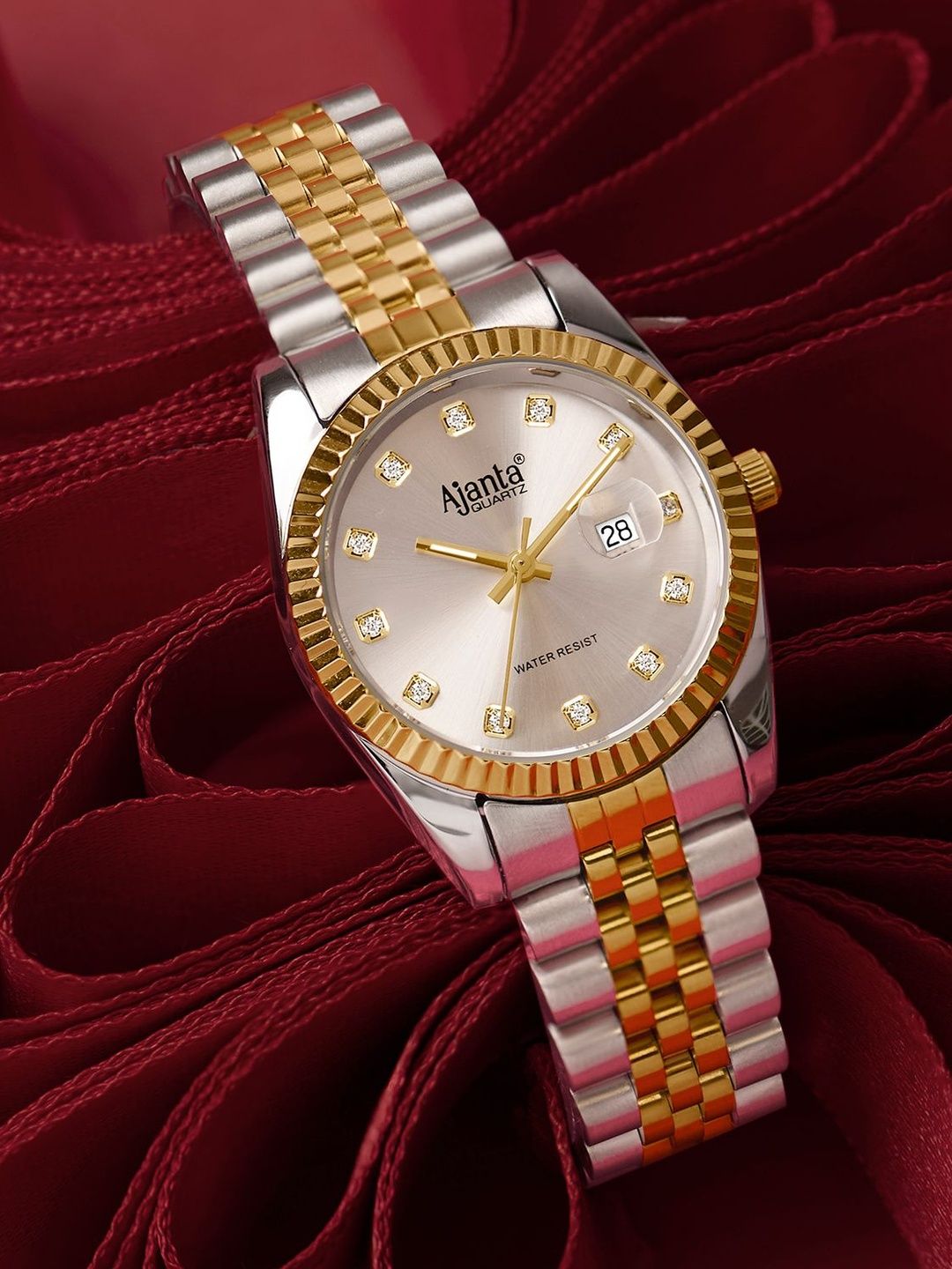 Ajanta Quartz Ajanta Quartz Women Embellished Dial & Stainless Steel Bracelet Style Straps Analogue Watch AWCEXL102L 3