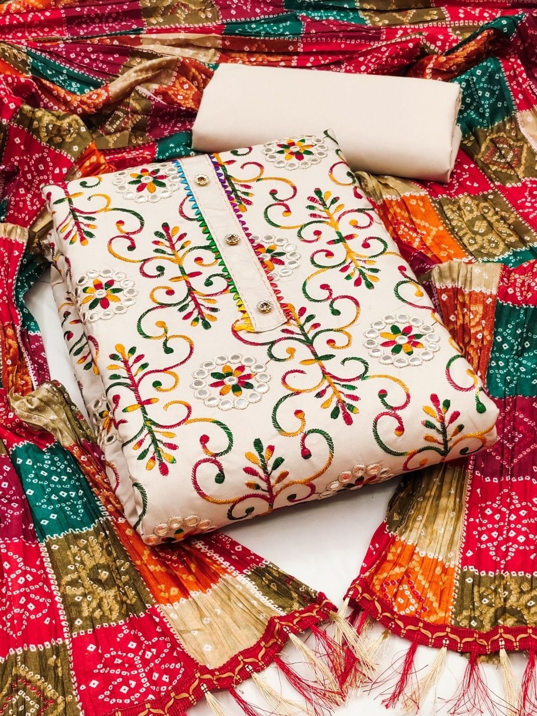Dhaaga Ghar Embroidered Pure Cotton Unstitched Dress Material