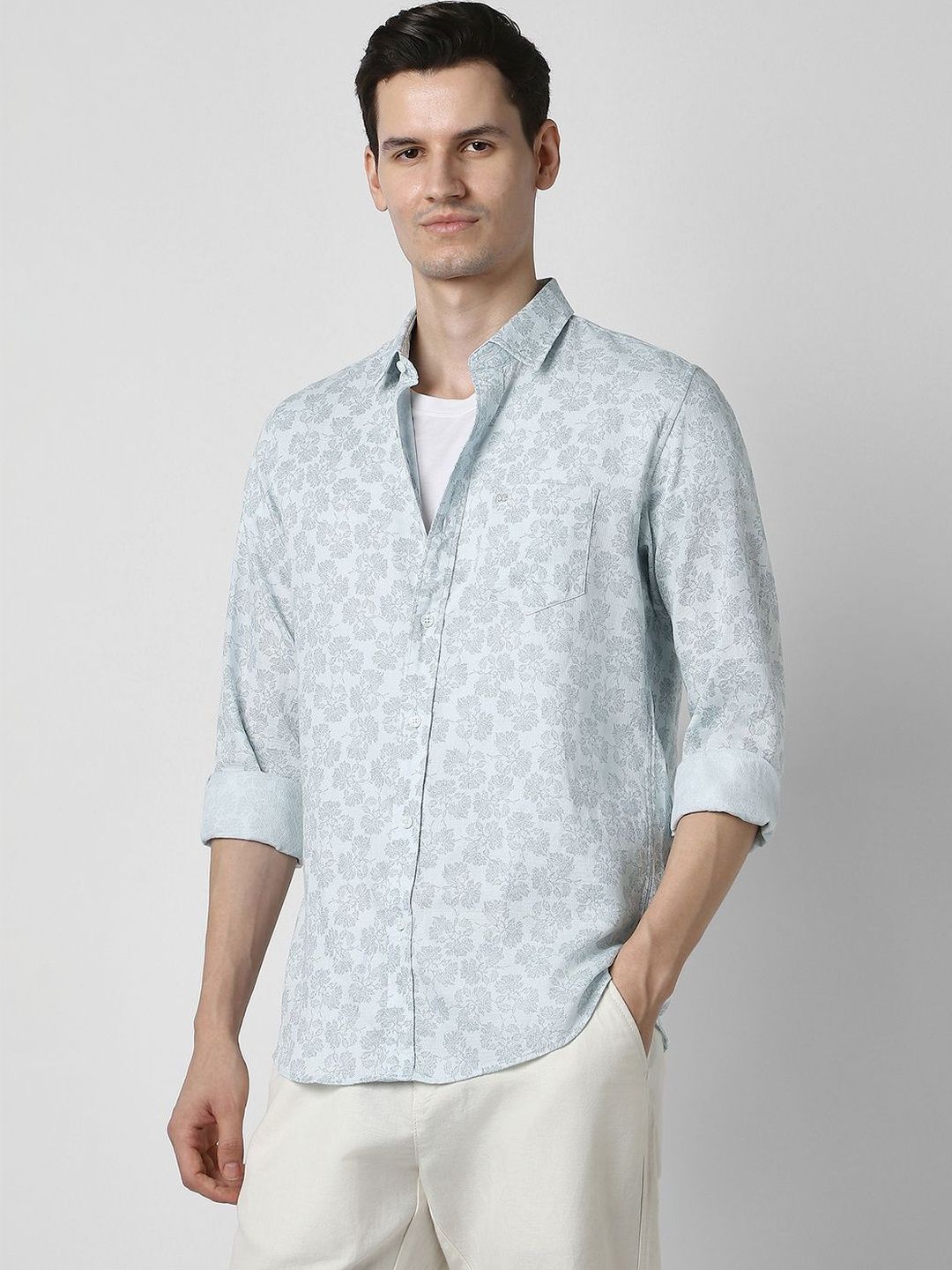 Peter England Casuals Men Slim Fit Floral Printed Casual Shirt