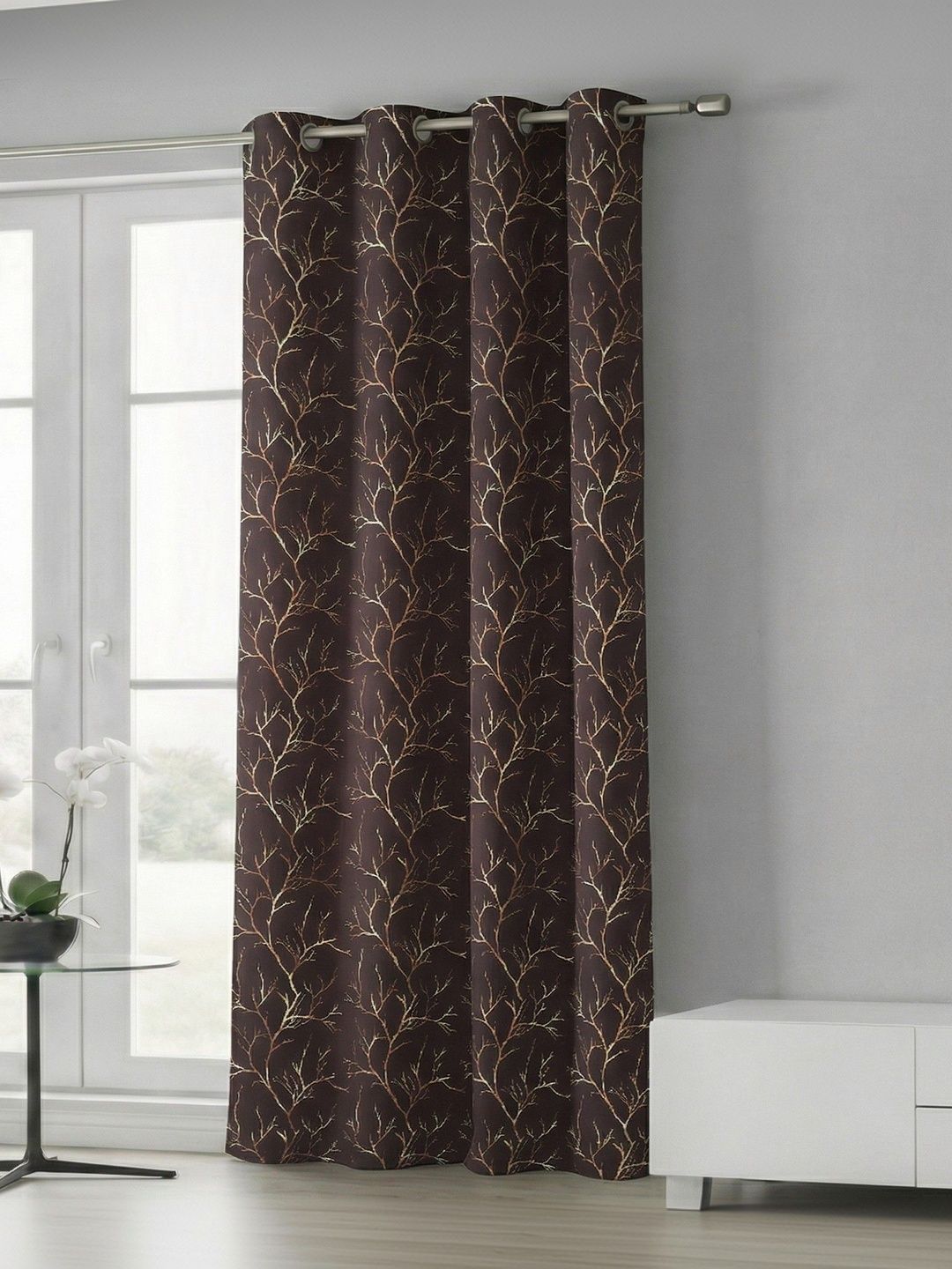Home Spark Brown Black Out Long Door Curtain