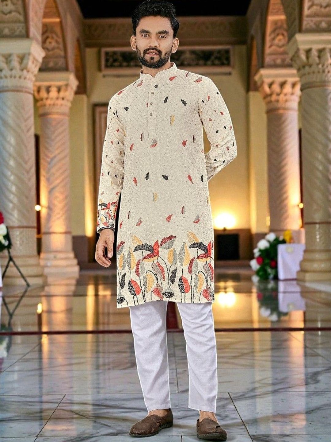 WELL TEX Men Ethnic Motifs Printed Indie Prints Kurta