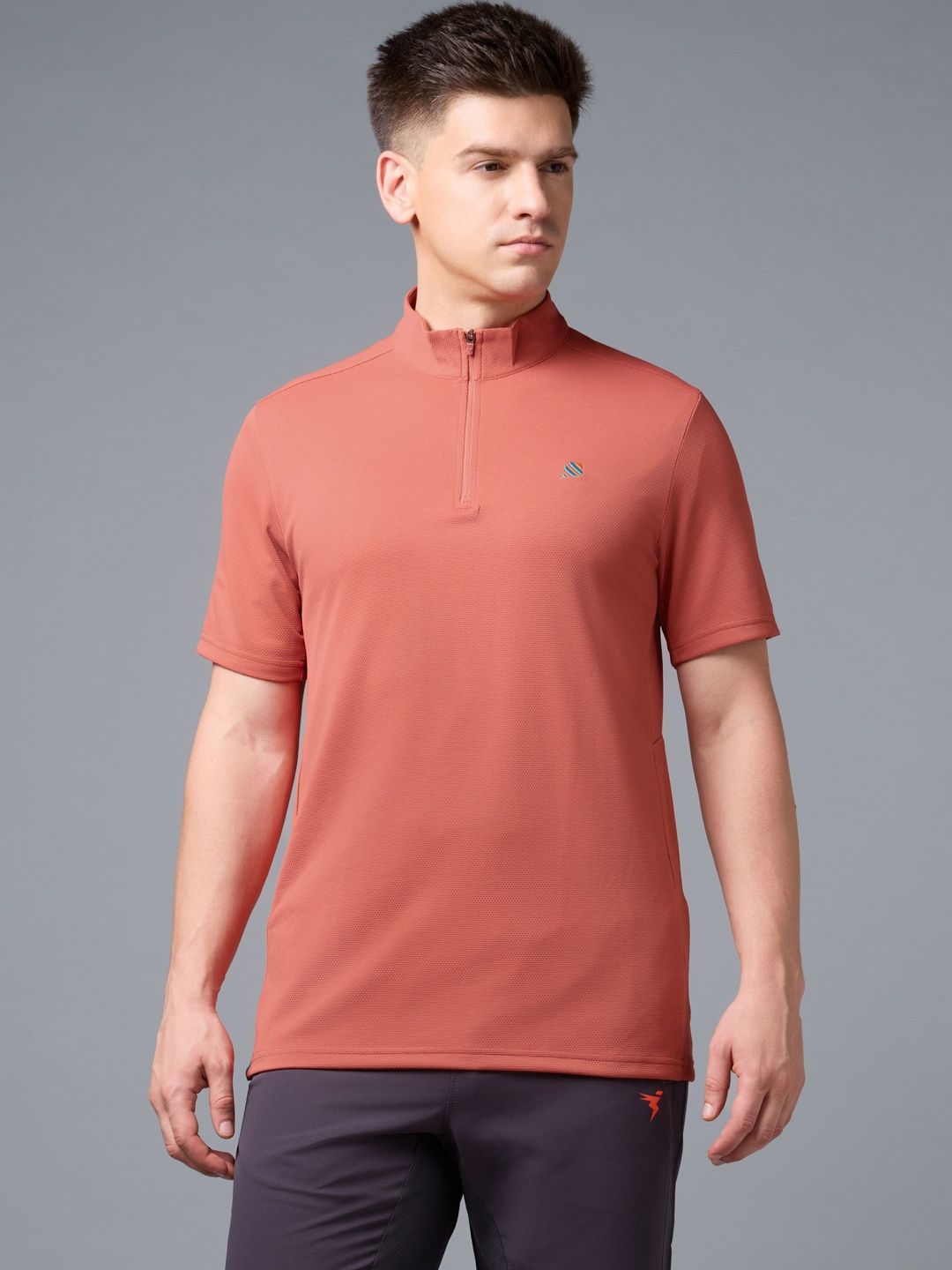 Technosport Men Mandarin Collar T-shirt