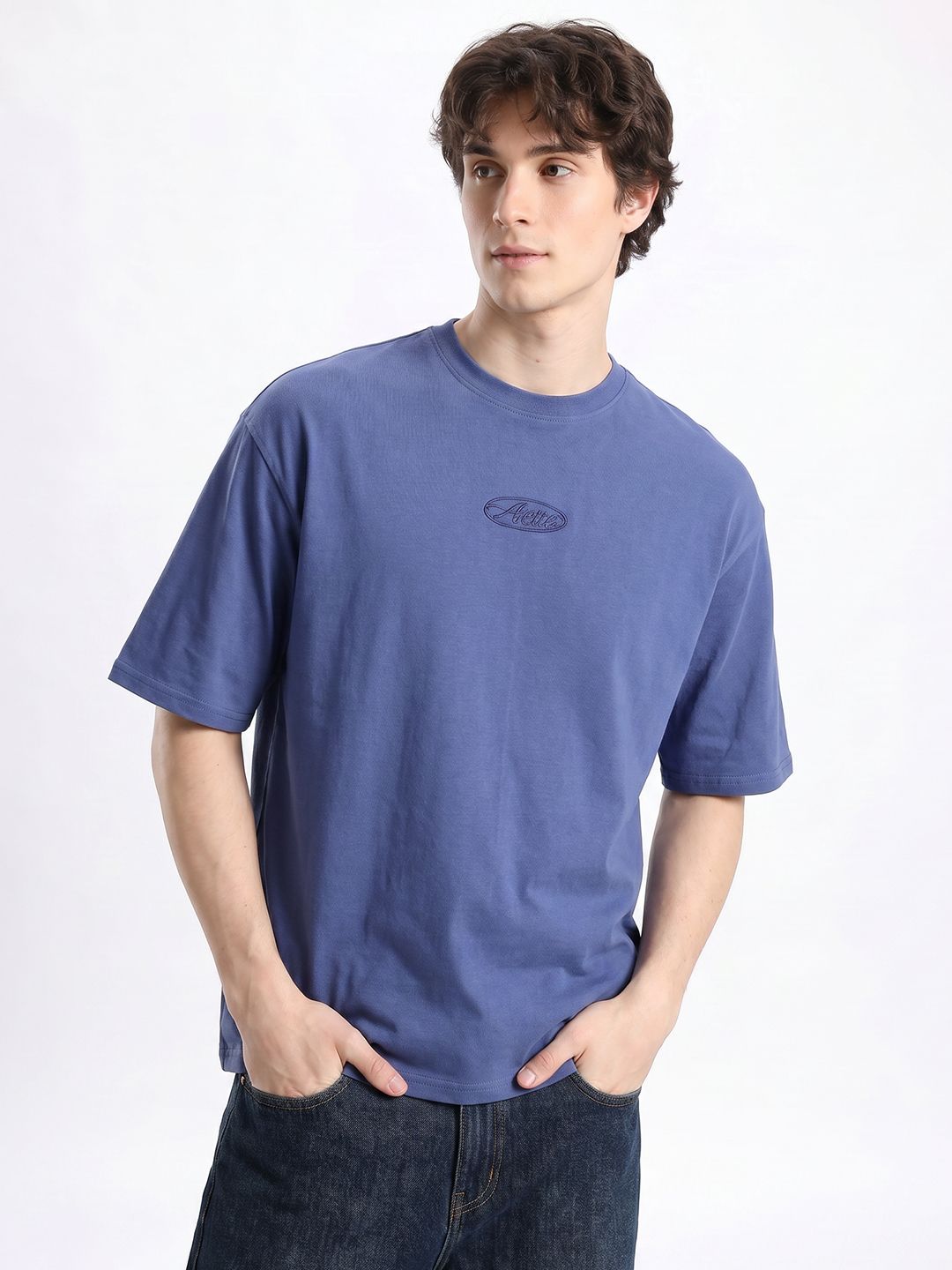 Aeropostale Drop-Shoulder Sleeves Relaxed Fit Pure Cotton T-shirt