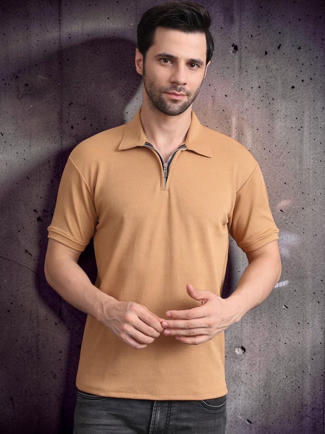 HERE&NOW Men Polo Collar T-shirt