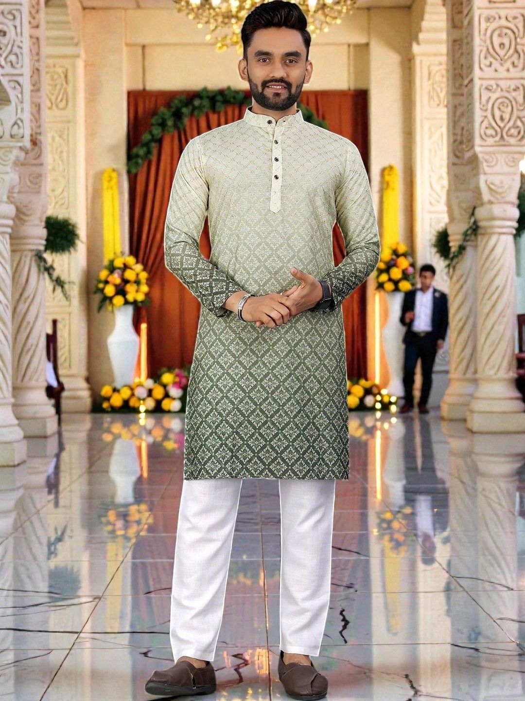 WELL TEX Men Geometric Printed Kurta