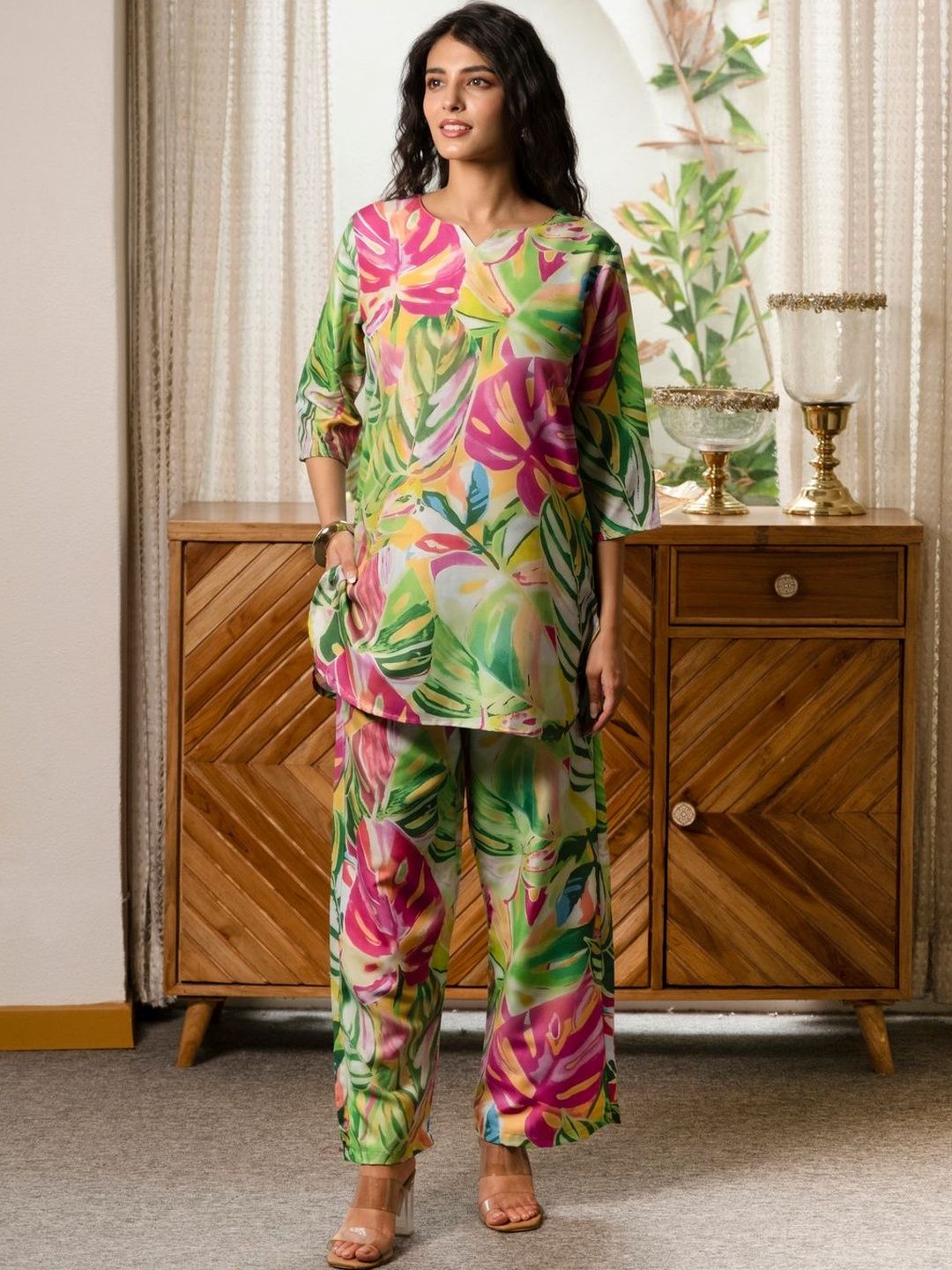 Rangrika.in Tropical Printed Tunic with Palazzos
