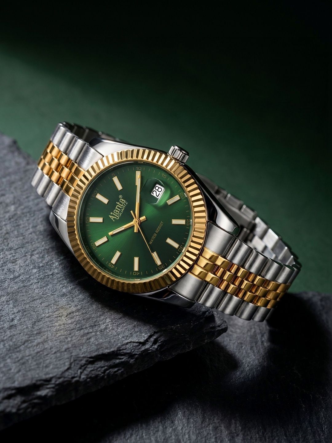 Ajanta Quartz Ajanta Quartz Men Dial & Stainless Steel Bracelet Style Straps Analogue Watch AWCEXL101G 2