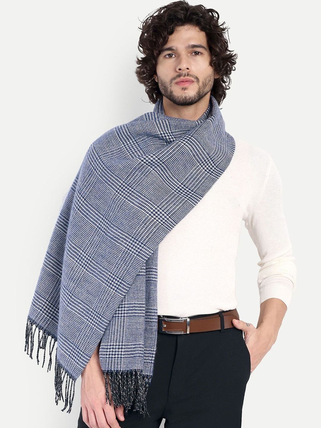Knitkala Men Cashmere Reversible Checked Stole
