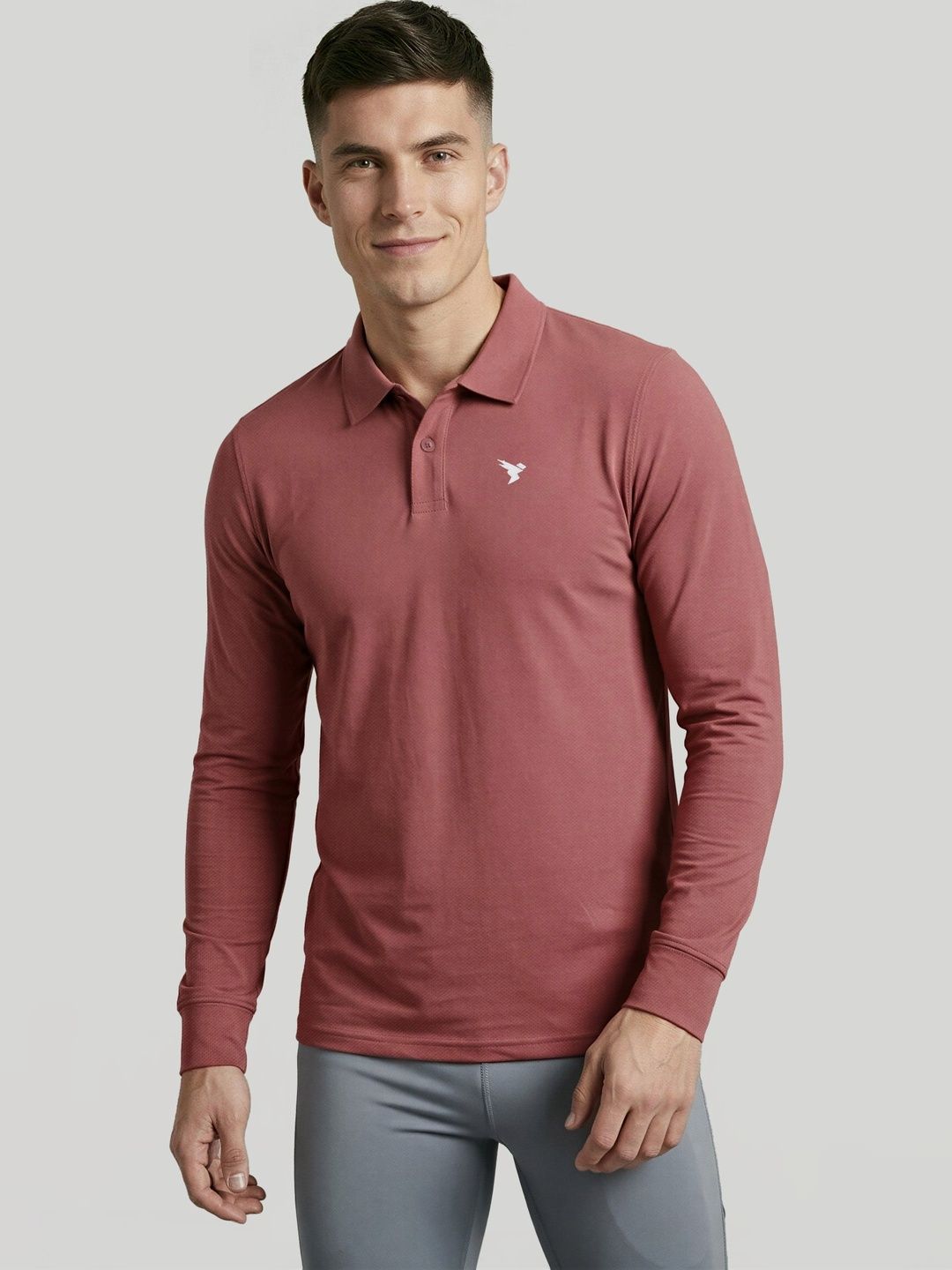 Technosport Men Brand Logo Polo Collar Slim Fit T-shirt